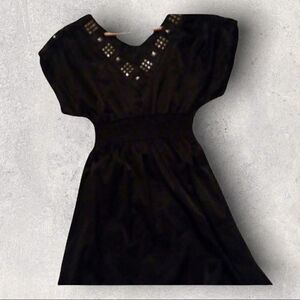 : : short dress or long tunic with stud detail : :